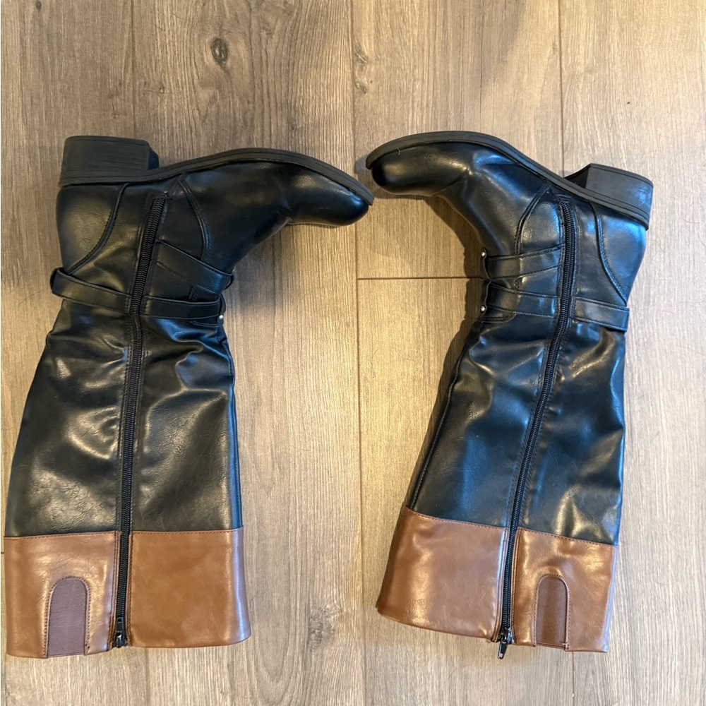 JCPenney Black and Brown Heeled Boots